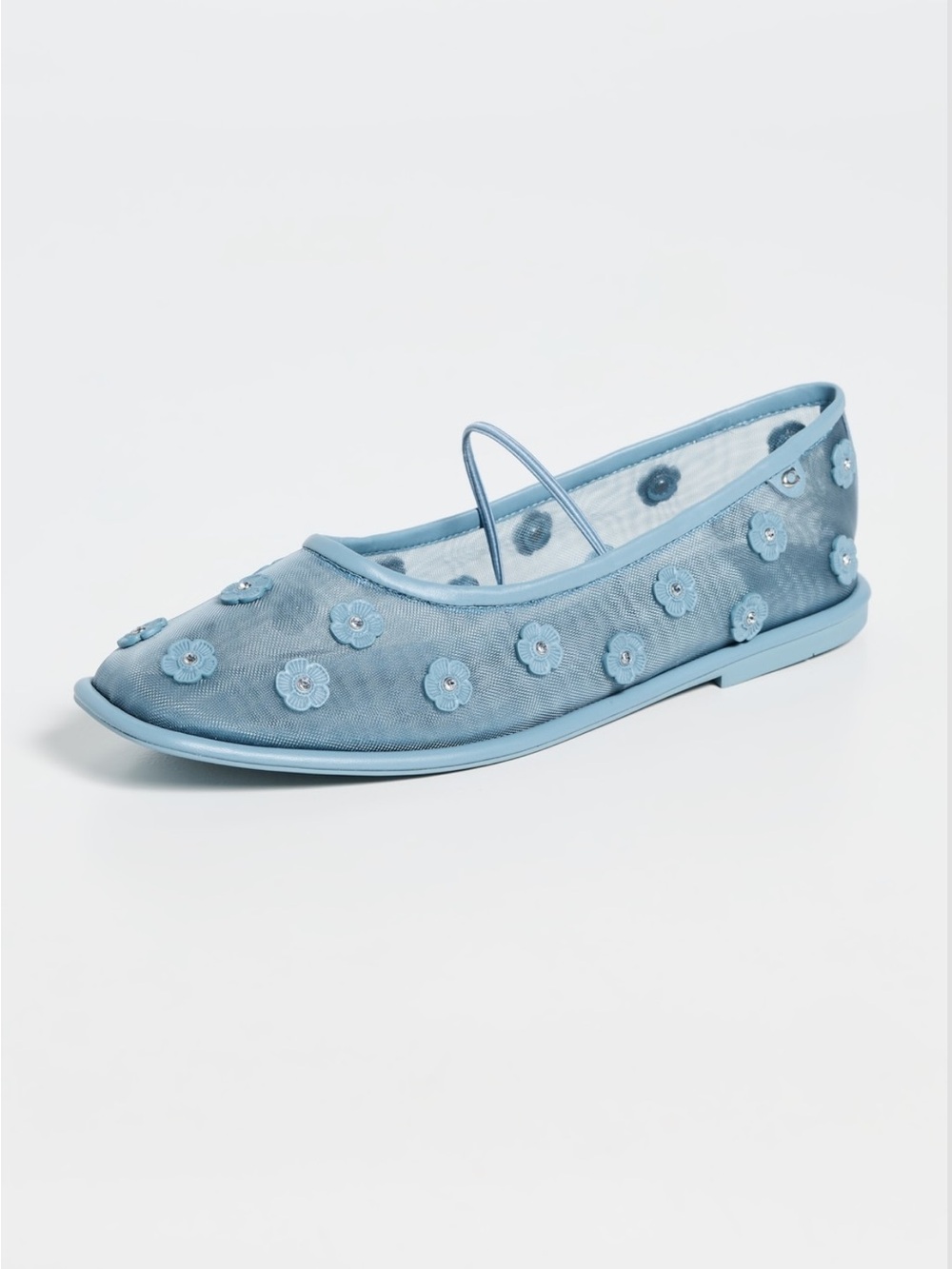 Coach Blue Mesh Floral Ballet Flats Rhinestone Embellished Shoes size 7.5 - Picture 3 of 7